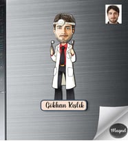 Kişiye Özel Dişci Doktor Erkek Ahşap Magnet -1