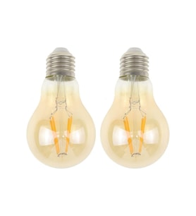 2 Adet Rustik 4w A60 Led Filament Ampul Bal Cam E27 Sarı Işık Dekoratif Vintage Aydınlatma