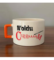 Noldu Cerraaaam Baskılı Turuncu Kulplu C Fincan