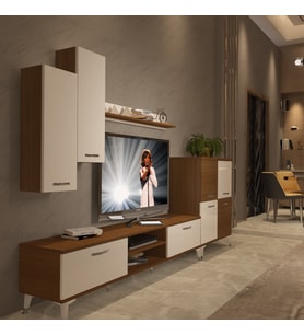 Decoraktiv Eko 6 Mdf Dvd Silver Tv Ünitesi Tv Sehpası - Ceviz Beyaz (Beyaz - Kahverengi)