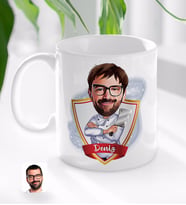 BK Gift Kişiye Özel İsimli Erkek Kasap Karikatürlü Beyaz Kupa Bardak-1