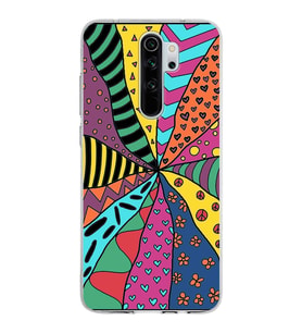 PrintiFy Xiaomi Redmi Note 8 Pro ile Uyumlu 1mm Slim Fit Retro Colors 4 Baskılı Şeffaf  Kılıf