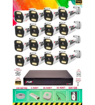 FURY 16 Kameralı 6 Warm Led Gece Renkli Görüş-Cepten İzle-Su Geçirmez Güvenlik Kamerası Seti 320GB