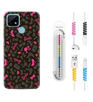 Realme C11 C21 C21Y C25Y C11 2021 Kılıf Kablo Koruma Spiral Silikon Barbie and Shoes 1413