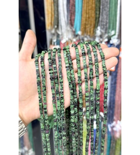 Ruby Zoisit Taşı Kare Rondela Kesim 4x2mm Doğal Taş Dizi