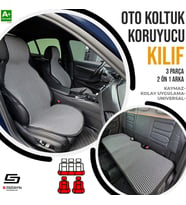 S-Dizayn Oto Koltuk Koruyucu Kılıf Çizgili Füme Beyaz Universal 2+1 Parça Ön Arka A+ Kalite (Karışık)