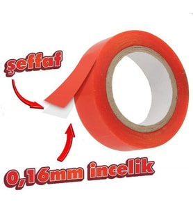 Çift Taraflı Polyester Bant 140 Derece Isıya Dayanıklı 15mmX5mt-0,16mm İncelik