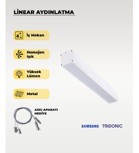 120 cm Beyaz Metal Kasa Lineer Aydınlatma 3200K (Sarı Işık)
