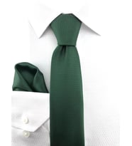 PİERRONİ Yeşil Oxford Desen Mendilli Kravat