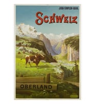 Oberland Bern, Isviçre - Seyahat Baskısı 1895 Tablo Ahşap Poster Dekoratif