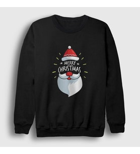 Presmono Unisex Siyah Merry Christmas Noel Baba Santa Claus Yılbaşı Sweatshirt 270293tt