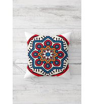 Kırmızı Desen Mandala Çift Tarafı Baskılı Gizli Fermuarlı Yastık Kılıfı Kırlent Koltuk Yastık Kılıfı