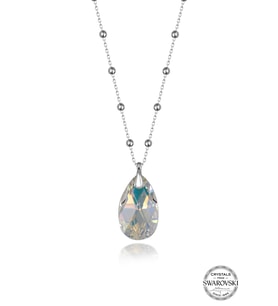 Swarovski Crystal Kadın 22 mm Top Zincirli Damla Gümüş Kolye
