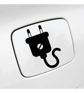 Elektrikli Araba Depo kapağı Fiş Resmi Sticker Etiketi Sİyah Renk 14CM