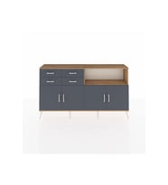 Arges Konsol 4 Raflı 4 Çekmeceli 4 Kapaklı 176x30x99 Çam-Antrasit