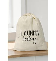 Sade Tasarım Wash Desenli Ham Bez Kumaş Çok Amaçlı Kirli Çamaşır Torbası 40x50 (1 Adet) (MODEL 5)