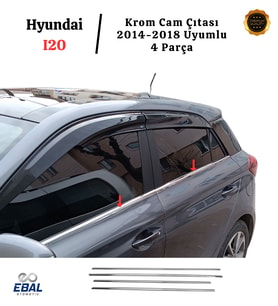 Hyundai I20 Uyumlu Krom Cam Çıtası 4 Parça 2014-2018 P.çelik
