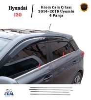 Hyundai I20 Uyumlu Krom Cam Çıtası 4 Parça 2014-2018 P.çelik