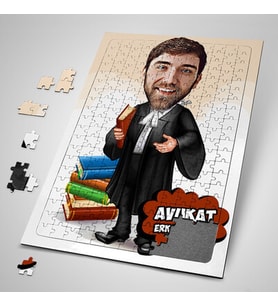 Kişiye Özel Hediye 240 Parça Erkek Avukata Özel Karikatürlü Puzzle