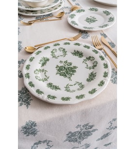 Vintage Çiçek Desenli 25 cm Porselen Servis Tabağı Seti, 6'lı