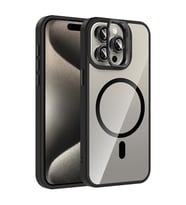 Coverzone iPhone 15 Pro ile Uyumlu Z-Etro MagSafe Wireless ?arj Destekli, G��l� Manyetik Tutucu, Stand Olabilen, Kamera Lens Hediyeli Koruyucu K?l?f Siyah