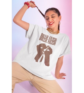 Tasarım Billie Eilish Baskılı Unisex Oversize Şarkıcı Tişört