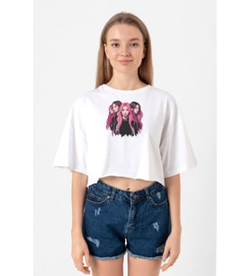 Blackpink Members Art Poster Beyaz Kadın Crop Tshirt