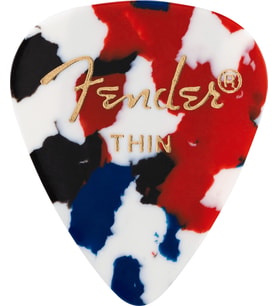 Fender 1980351750 Classic Celluloid Confetti 351 Shape Thin Gitar Penası (12'li) Esnek İnce Yapı Akustik Ritimler İçin İdeal