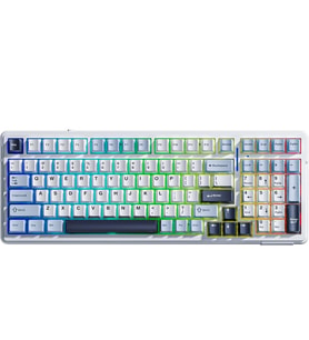 F99 3 Modlu RGB Hot Swap Mekanik Linear GrayWood V3 Switch Kablosuz Makrolu Klavye Lacivert