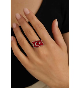 Türk Bayrağı Figürlü Ayarlanabilir Yüzük – Vatan Temalı Şık Aksesuar Unisex Ayar Kılavuzlu Yüzük