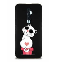 Oppo Reno 2Z Soft Premier Kapak Coolcat Tasarımlı Silikon Kılıf - Siyah (Şeffaf)