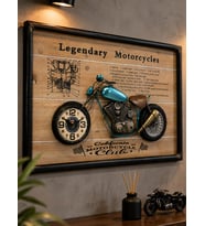 3D Dekoratif Metal Motosiklet Duvar Saati Tablo 60x40 cm Vintage Motorcycle Tablo Lüx Hediyelik