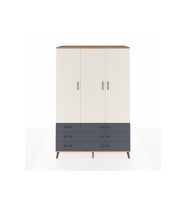 Hyperion Dolap 5 Raflı 6 Çekmeceli Tek Askılı 132x44x195 Çam-Aytaşı/Antrasit