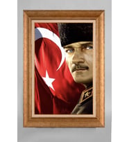 Altın Varaklı Paspartulu Çerçeveli Atatürk Tablo nt598