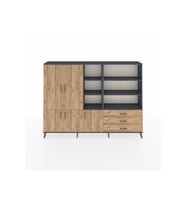 Arges Dolap 11 Raflı 3 Çekmeceli 5 Kapaklı 220x30x163 Antrasit-Çam