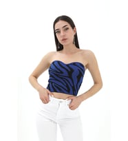 Zebra Desen Triko Crop - SaksMavisi