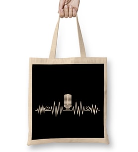 Podcast Heartbeat Podcaster Host Heart Beat Bez Çanta Uzun Saplı