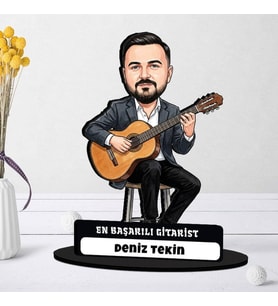 Gitarist Müzisyen Erkeğe Hediye Kişiye Özel Karikatürlü Biblo
