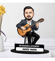 Gitarist Müzisyen Erkeğe Hediye Kişiye Özel Karikatürlü Biblo