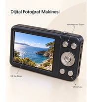 64 Gb’a Kadar Hafıza Kartı Destekli Siyah Dijital Fotoğraf Makinesi