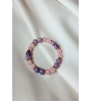 8 MM PEMBE KUVARS, LEPİDOLİT DOĞALTAŞ BİLEKLİK