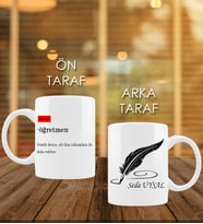 24 Kasım Öğretmenler Güne Özel Kişiye Özel İsimli Tüy Tasarım Kupa Bardak
