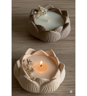 Mumelia Candles Lotus'un Yansıması - Doğal Soya Taştozu Kase Sade Tasarım Mum