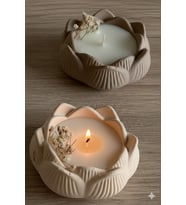 Mumelia Candles Lotus'un Yansıması - Doğal Soya Taştozu Kase Sade Tasarım Mum