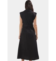 Kuşaklı Dokuma Pamuk Polyester Midi Gömlek Elbise Rahat Yazlık Premium Kalite Dayanıklı Malzeme