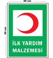 Metal İlk Yardım Malzemesi 30 cm x 40 cm A3 Büyüklüğünde Uyarı Levhası Yönlendirme Tabelası