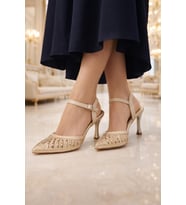 Kadın Taş İşlemeli Slingback İnce Topuk Ayakkabı