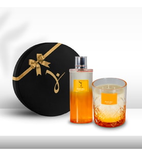 Delicate Amber 300gr Mum & Delicate Amber Kolonya 250ml Hediye Seti (Turuncu)