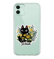 Apple Cat Sticker Tasarımlı Şeffaf Telefon Kılıfı