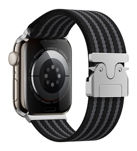 Apple Watch 44mm Kordon Kelebek Klipsli Naylon Kumaş Hasır Örgülü 133 (Siyah)